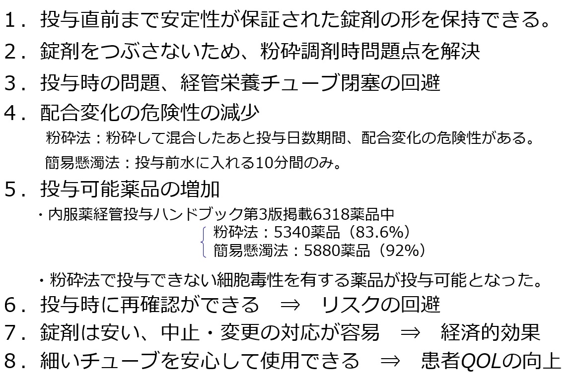 表3　簡易懸濁法のメリット