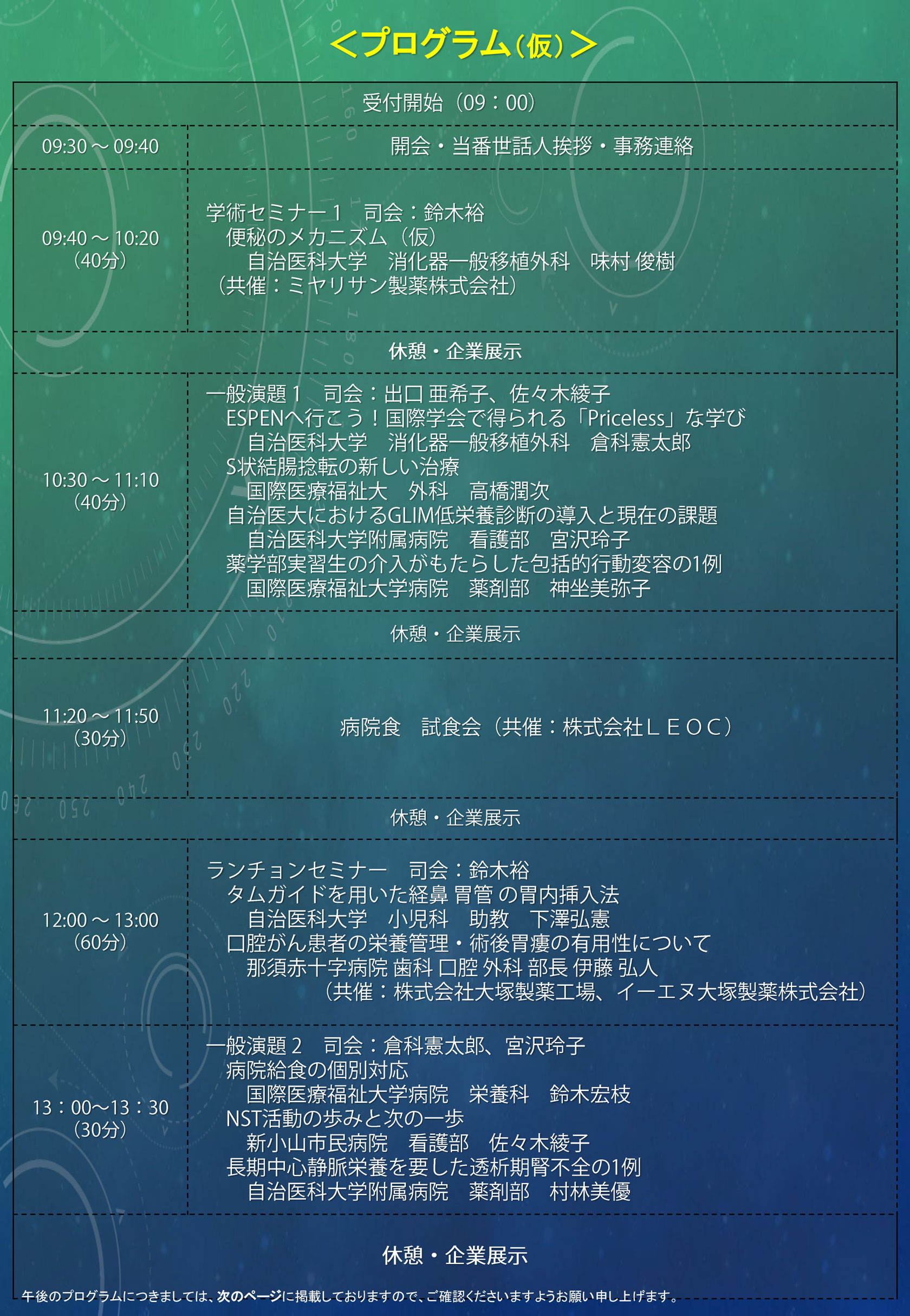 第10回那須栄養リハビリ研究会のプログラム1